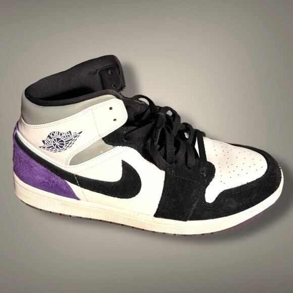 Men\'s 11.5 NIKE AIR JORDAN 1 Mid SE Varsity Purple Leather Sneakers EUC With COA main image 9